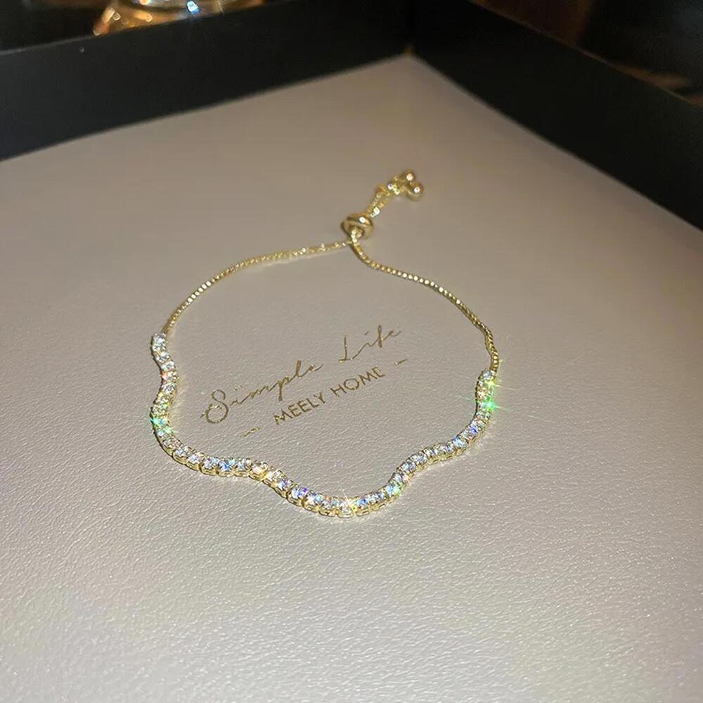 Tennis wave - Bracelet - Gold - CZs - 6.5 - 8"